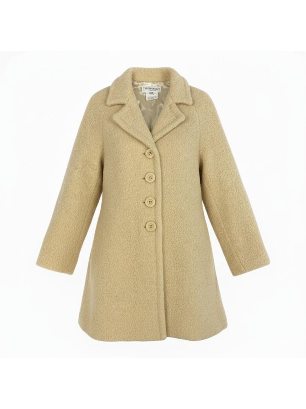 Saint Laurent Yves Ssint Vintage Fleece Coat Shaggy Boa Beige 38